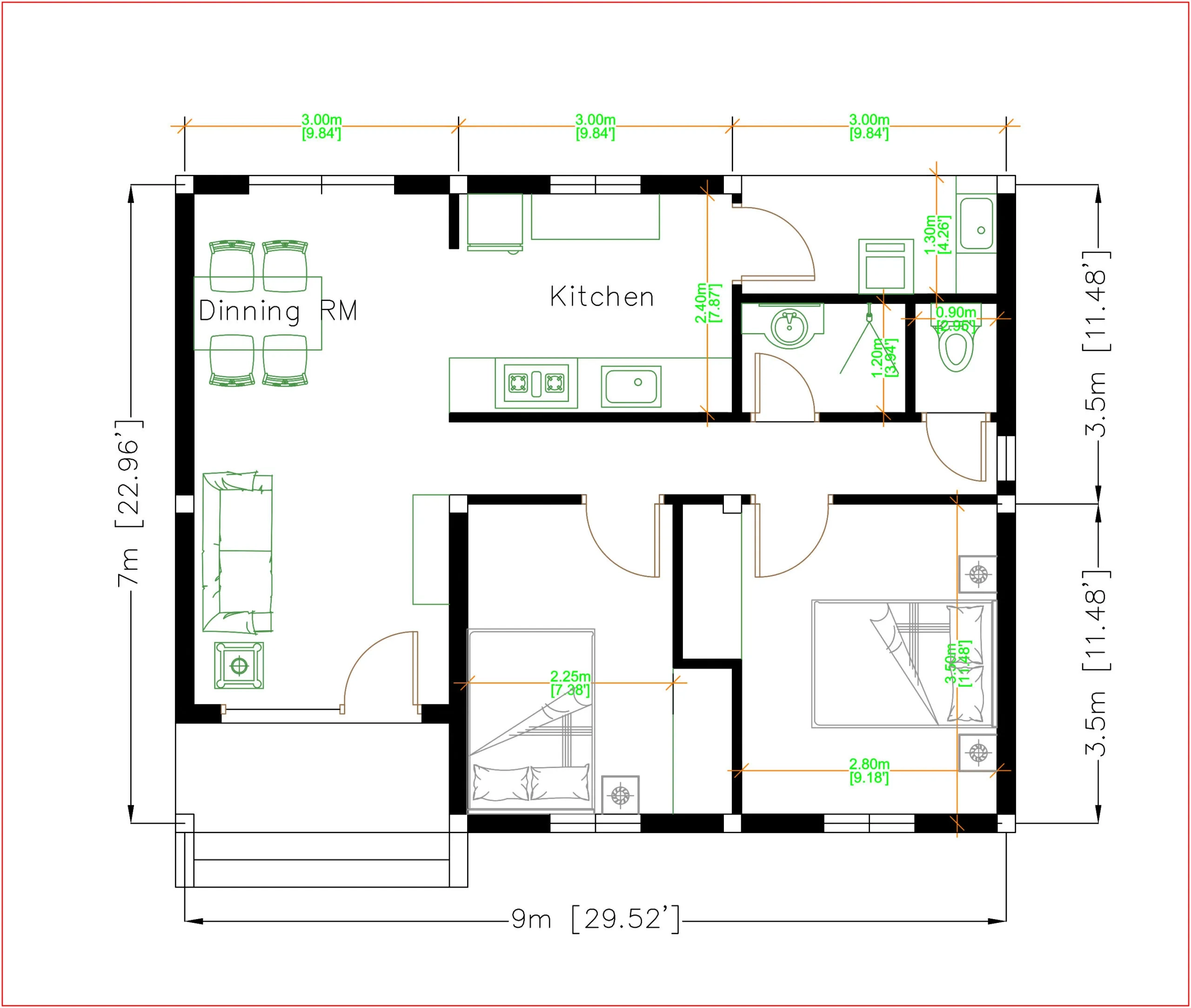 Two Bedroom House Plans