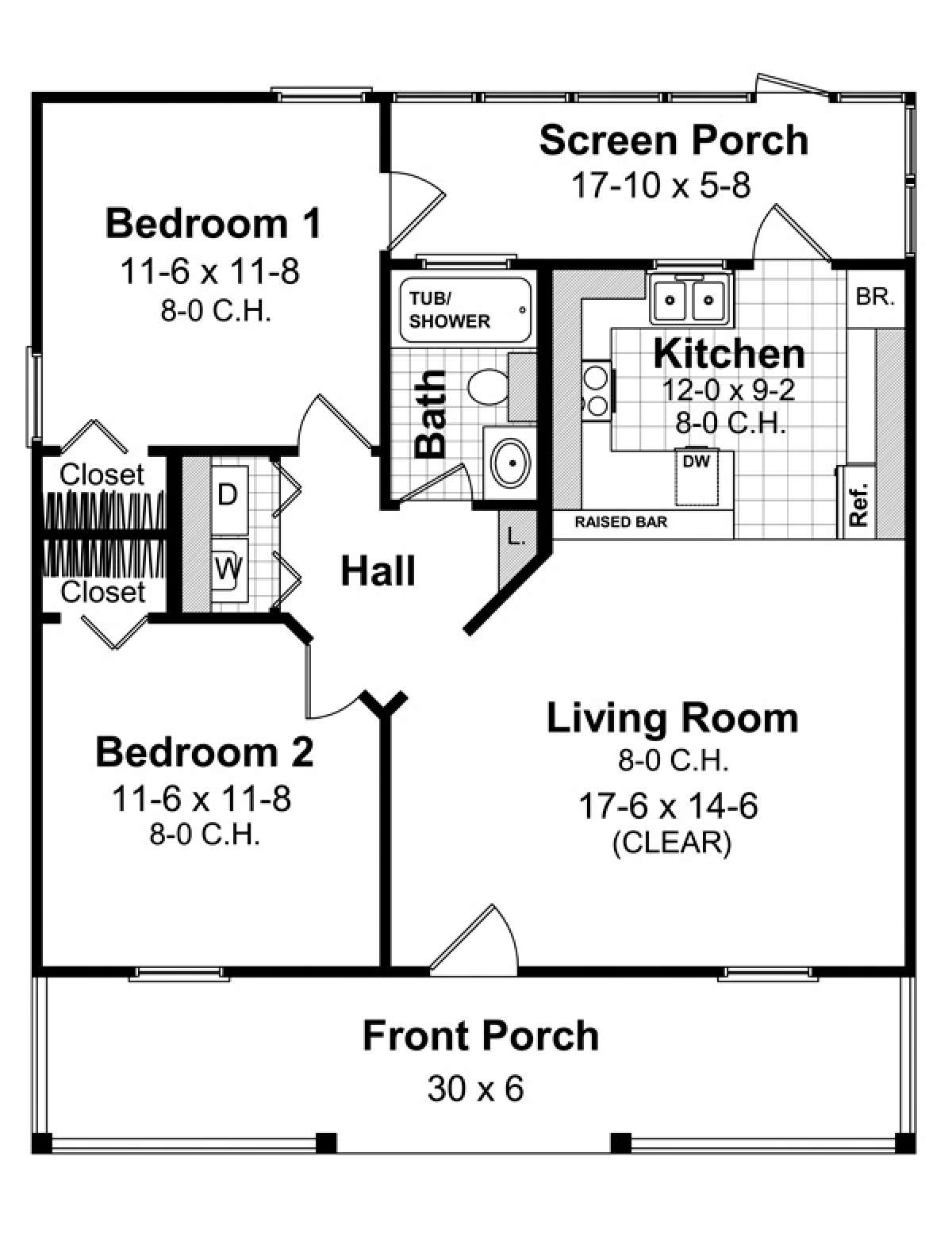 800 Sqft 2 Bedroom House Plan