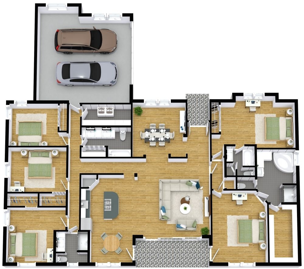 5 Bedroom 3d House Plans