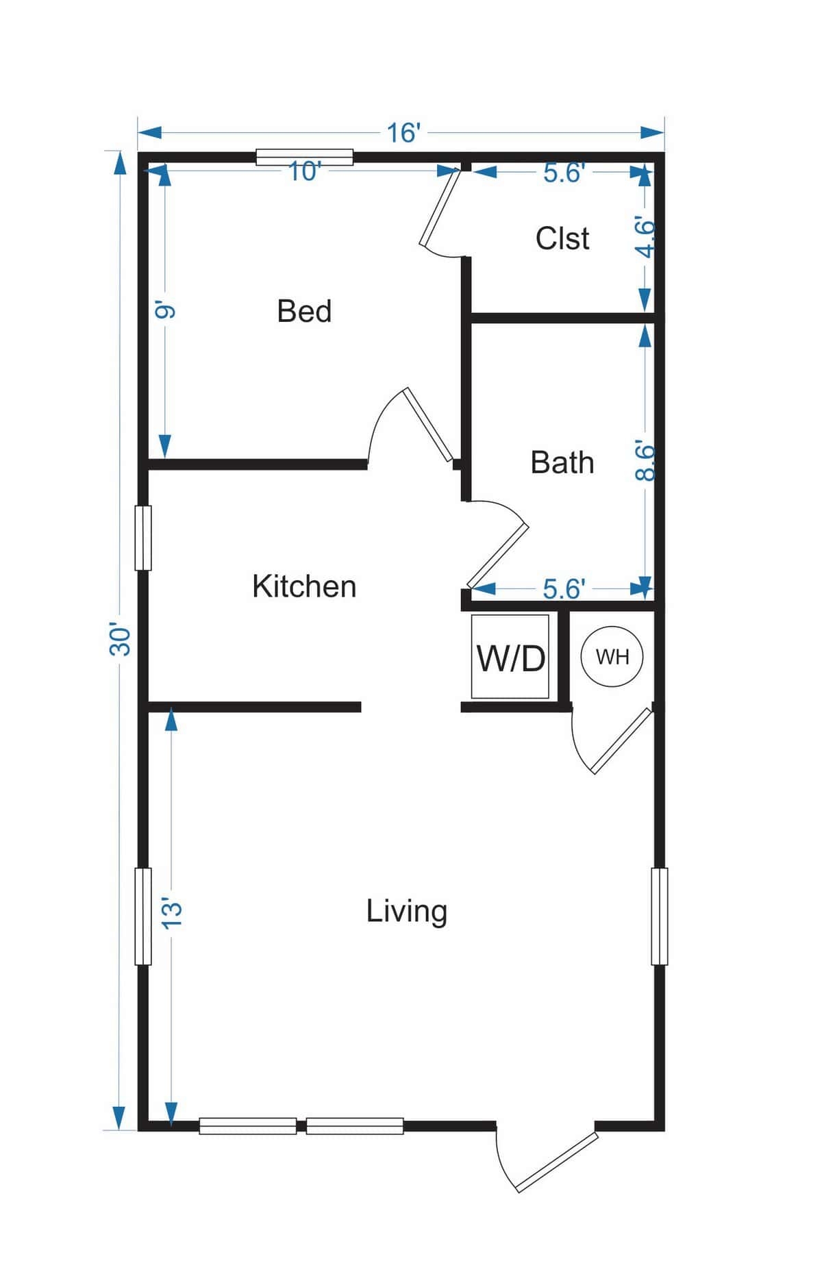 1 Bedroom Tiny House Plans