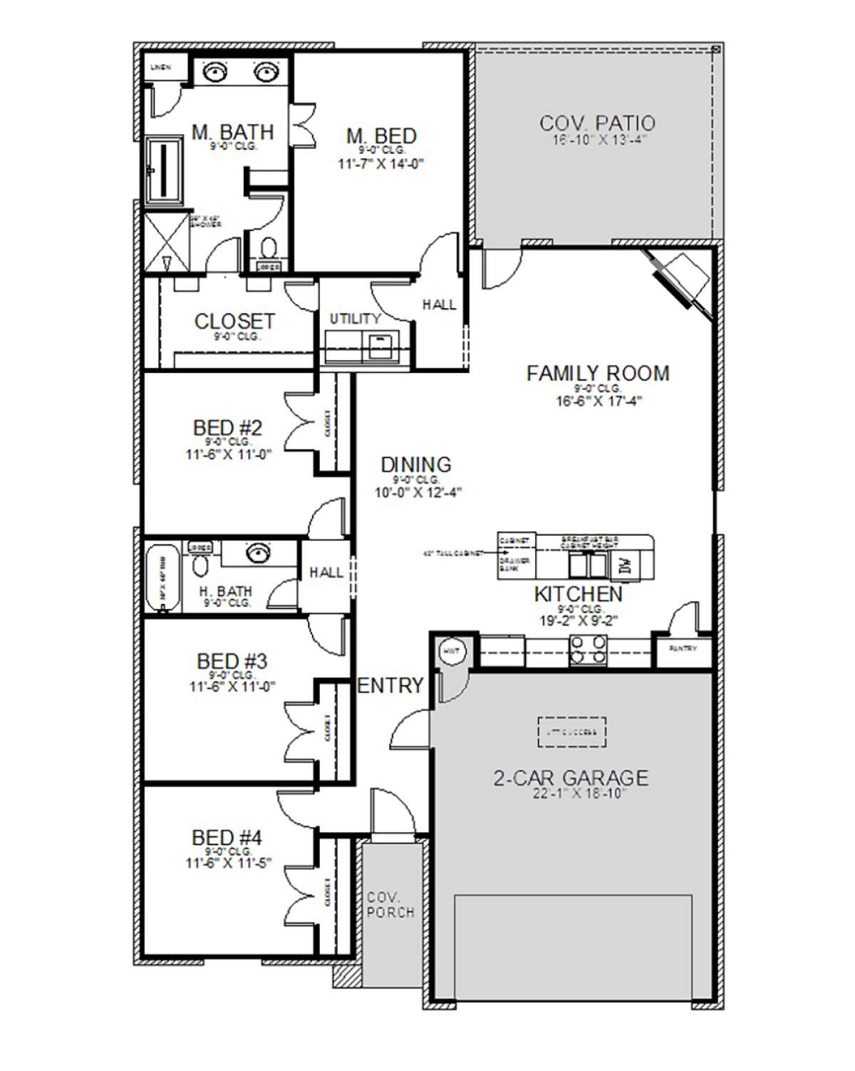 Four Bedroom Two Bathroom House Plans