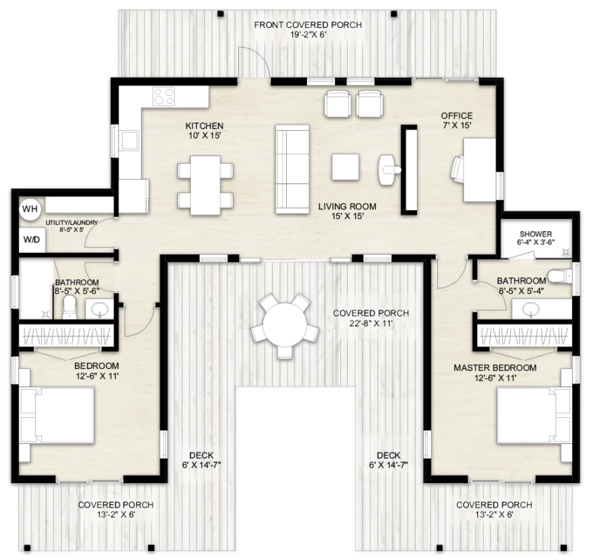 4 Bedroom U Shaped House Plans